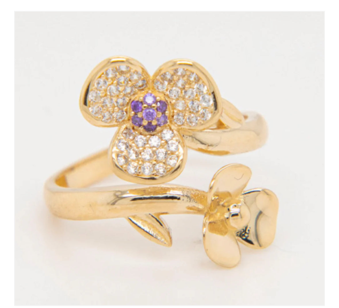 Doble Flower Ring Purple Stone