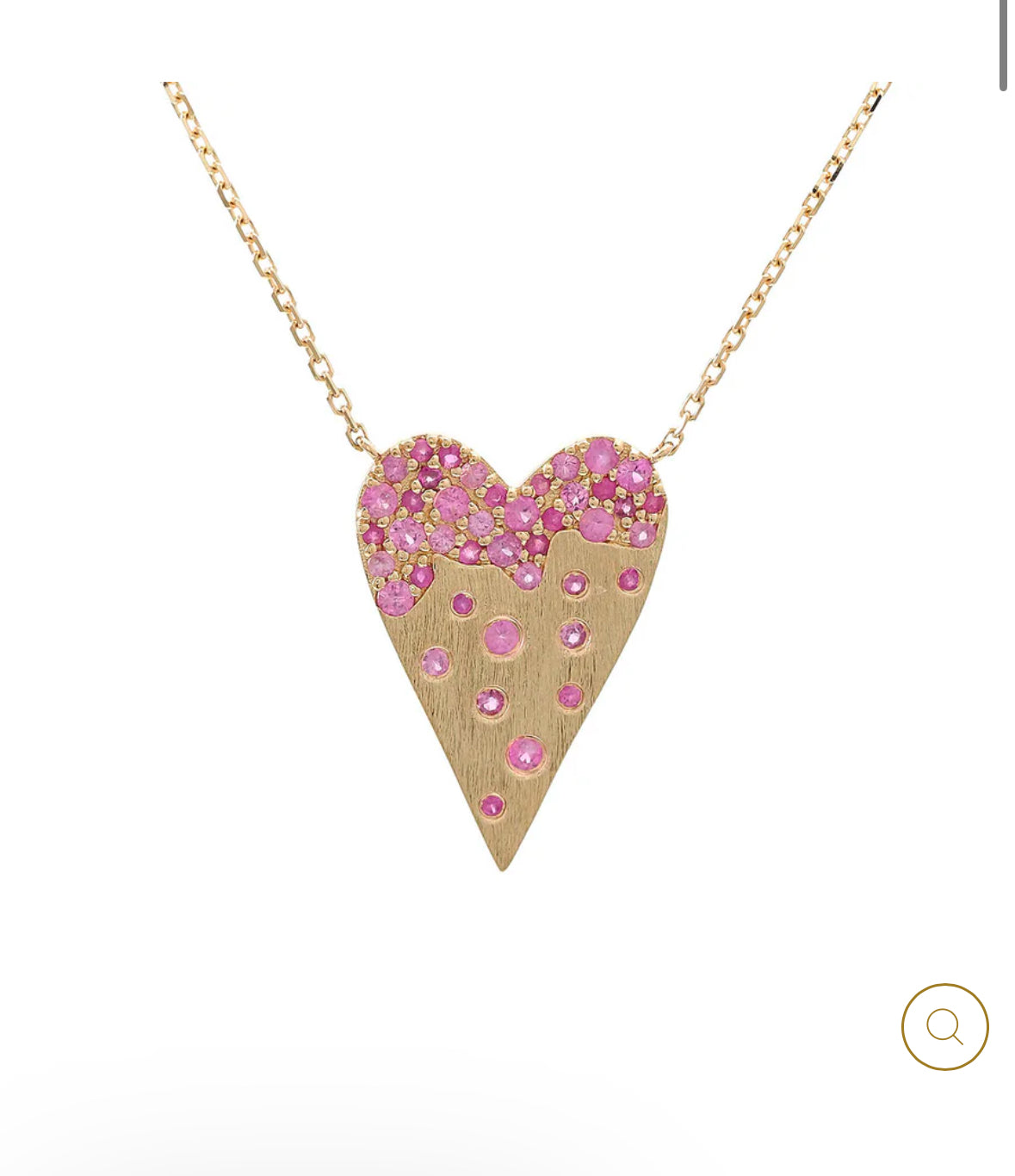 14K PINK SAPPHIRE HEART NECKLACE MATTED