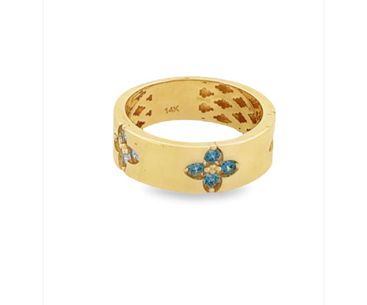 Banda + Blue Cz Ring 14k