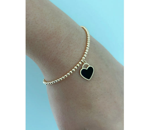 Balls and BlackHeart Enamel Bracelet