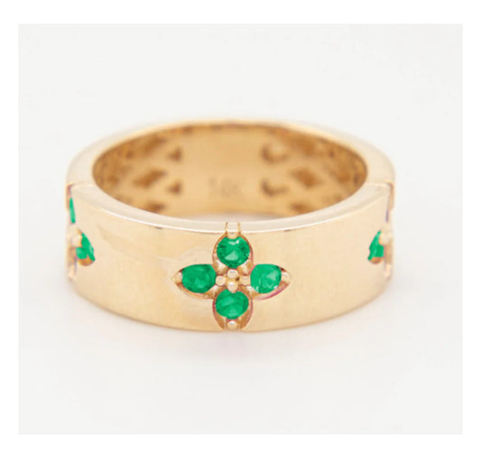 Banda + GREEN Cz Ring 14k