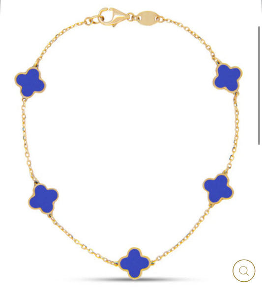 14K GOLD LAPIS TREBOL BRACELET