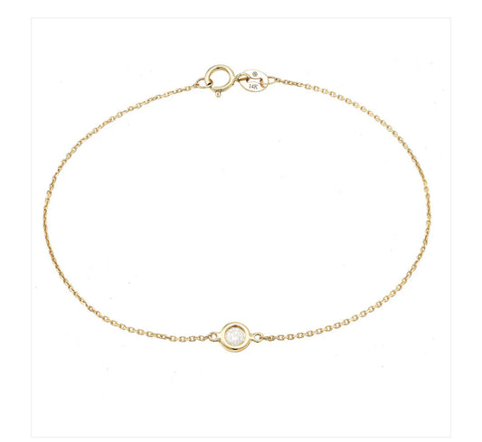 14K and Diamond Yellow Gold Round Bezel Bracelet