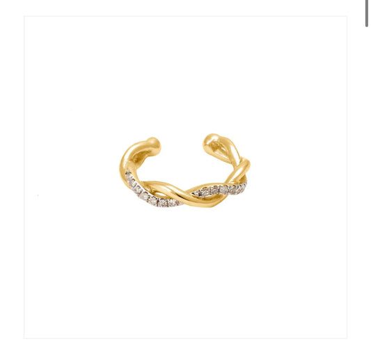 Single Micro Pave Diamond Earring Cuff