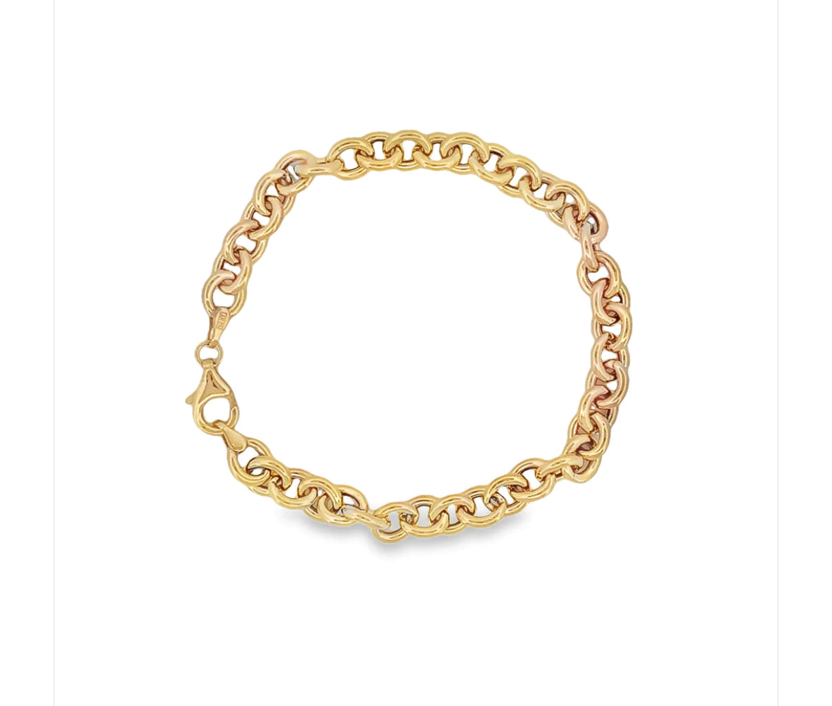 14k Fancy Round Link Bracelet