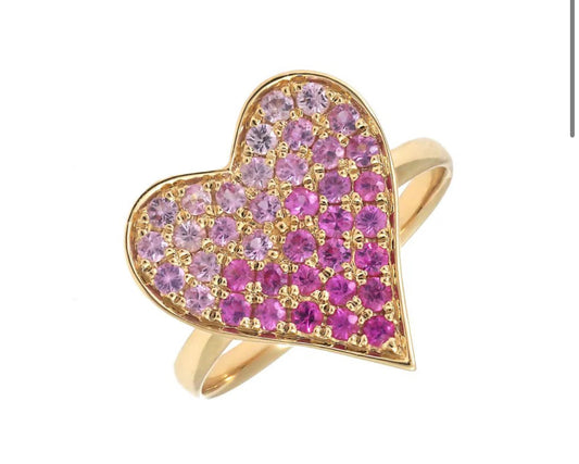 14K PINK SAPPHIRE HEART SHAPE RING size 6.5