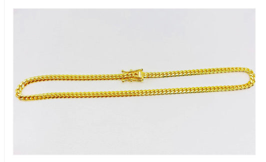 Cuban Link Tobillera 3 mm Solid 14K