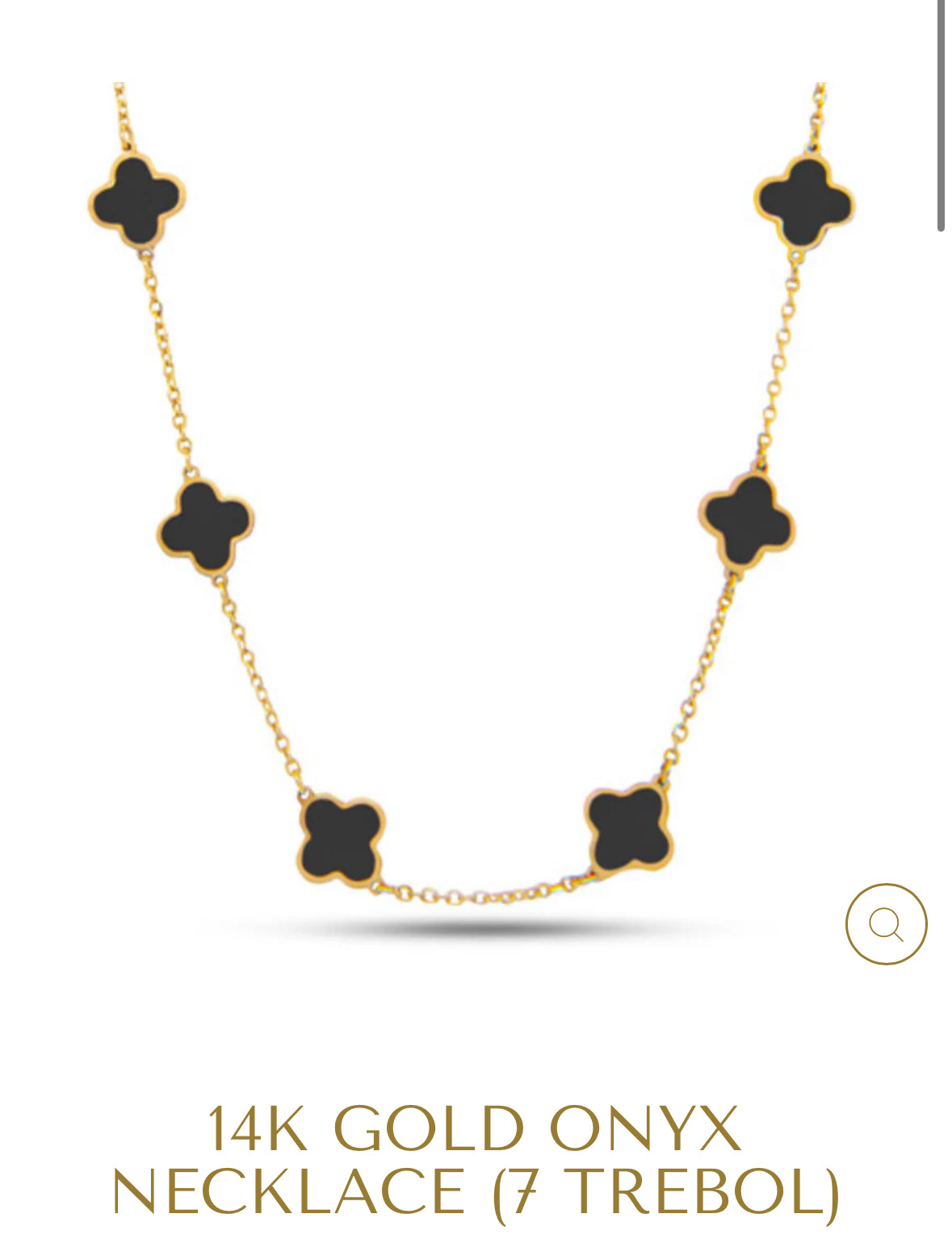 14K GOLD ONYX NECKLACE (7 TREBOL)