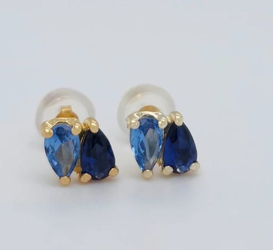 18K Blue Doble Pear Earrings