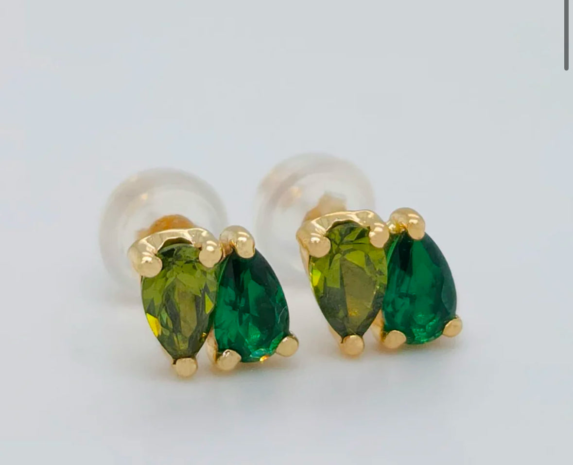 18K Green Doble Pear Earrings