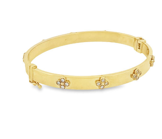 14k Bangle + Flowers cz