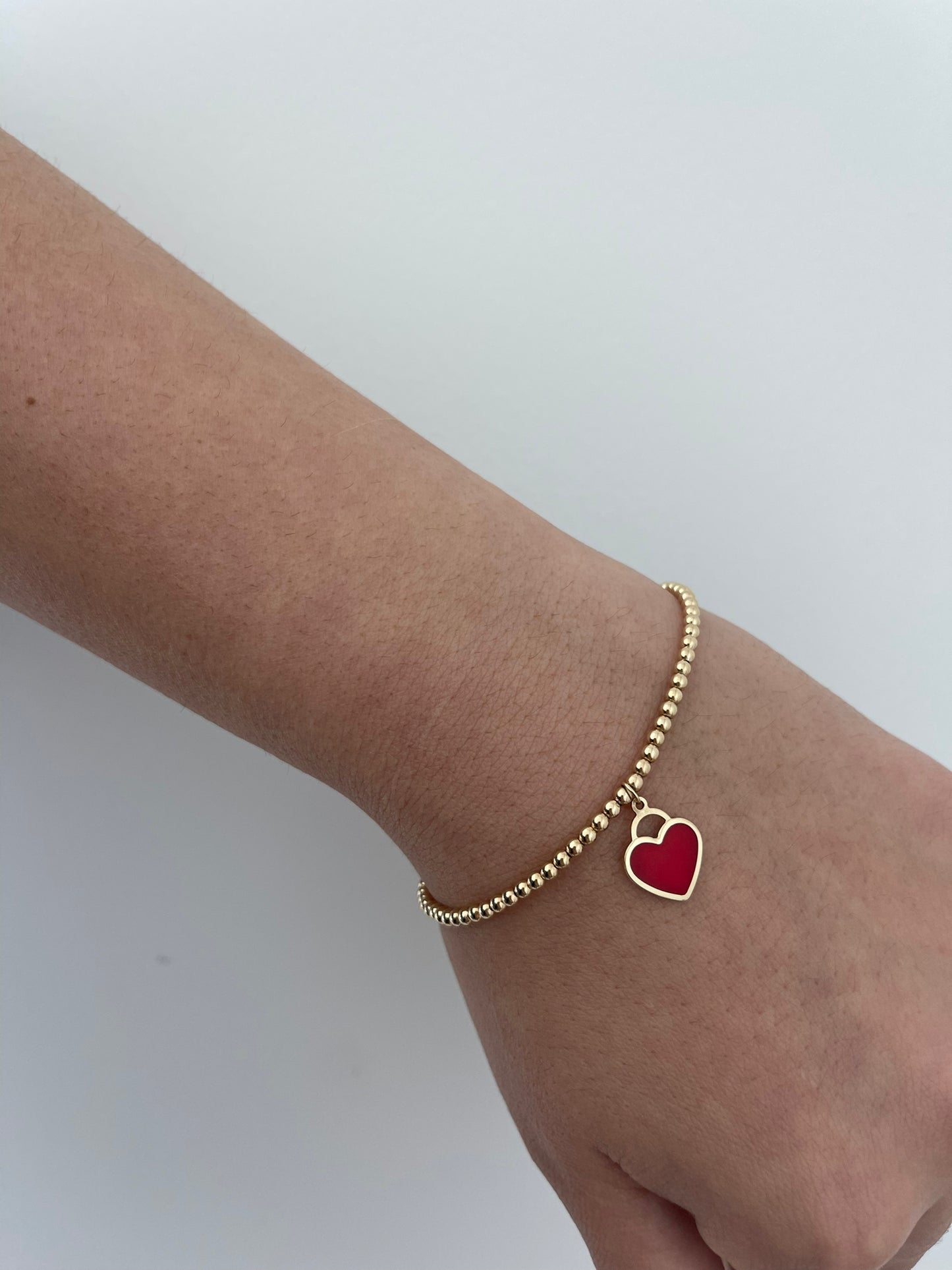 Balls and Red Heart Enamel Bracelet