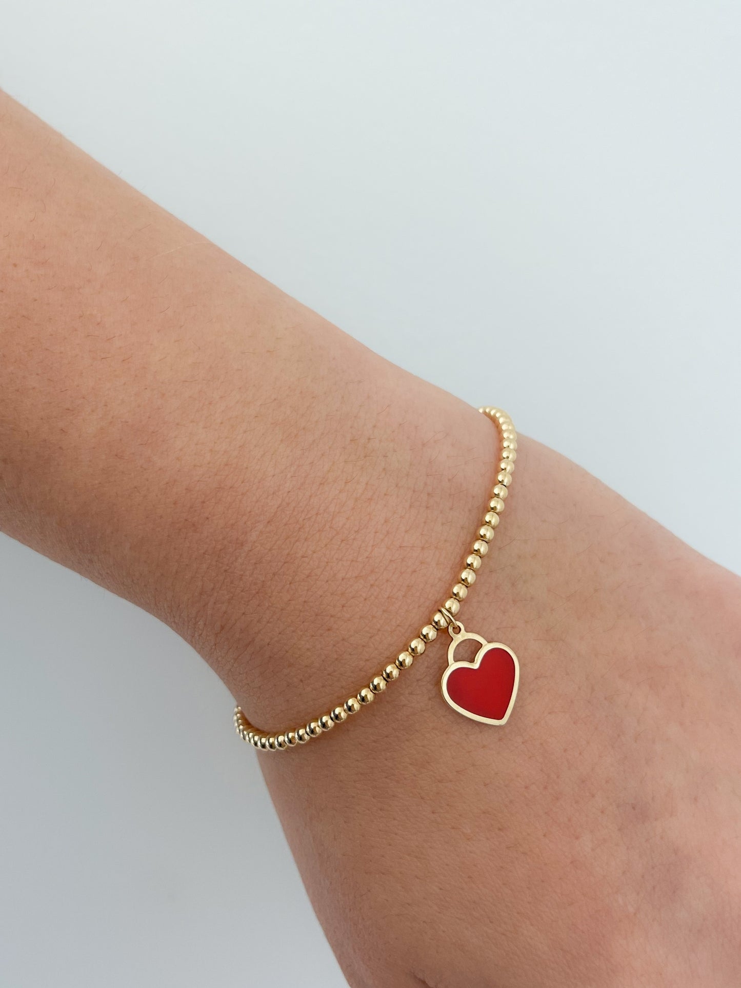 Balls and Red Heart Enamel Bracelet