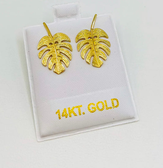 14k Big Leaf Earrings